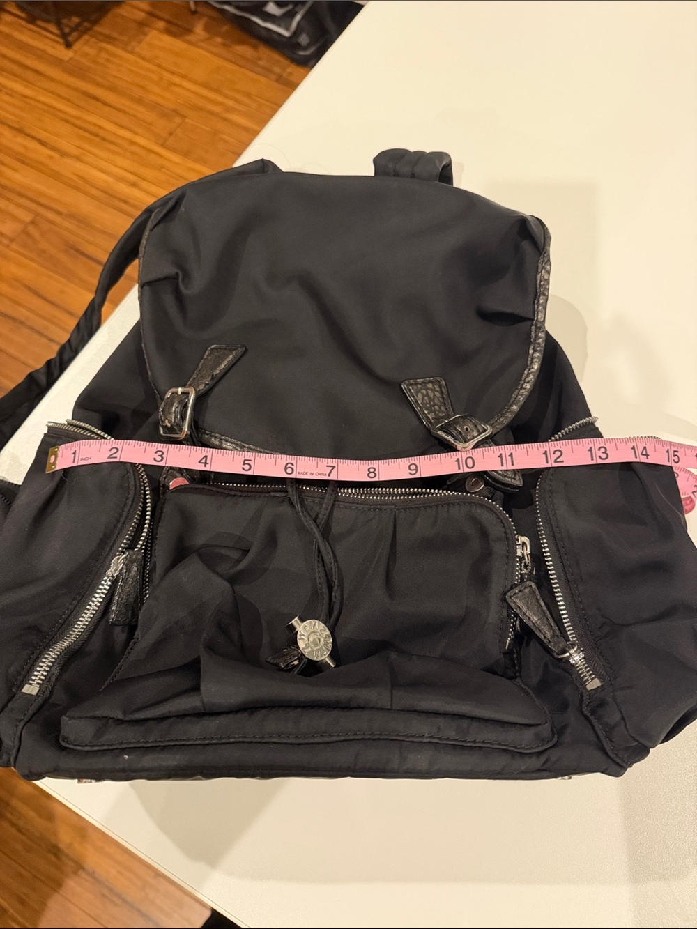 MZ Wallace Black Nylon Backpack with Silver Hardware